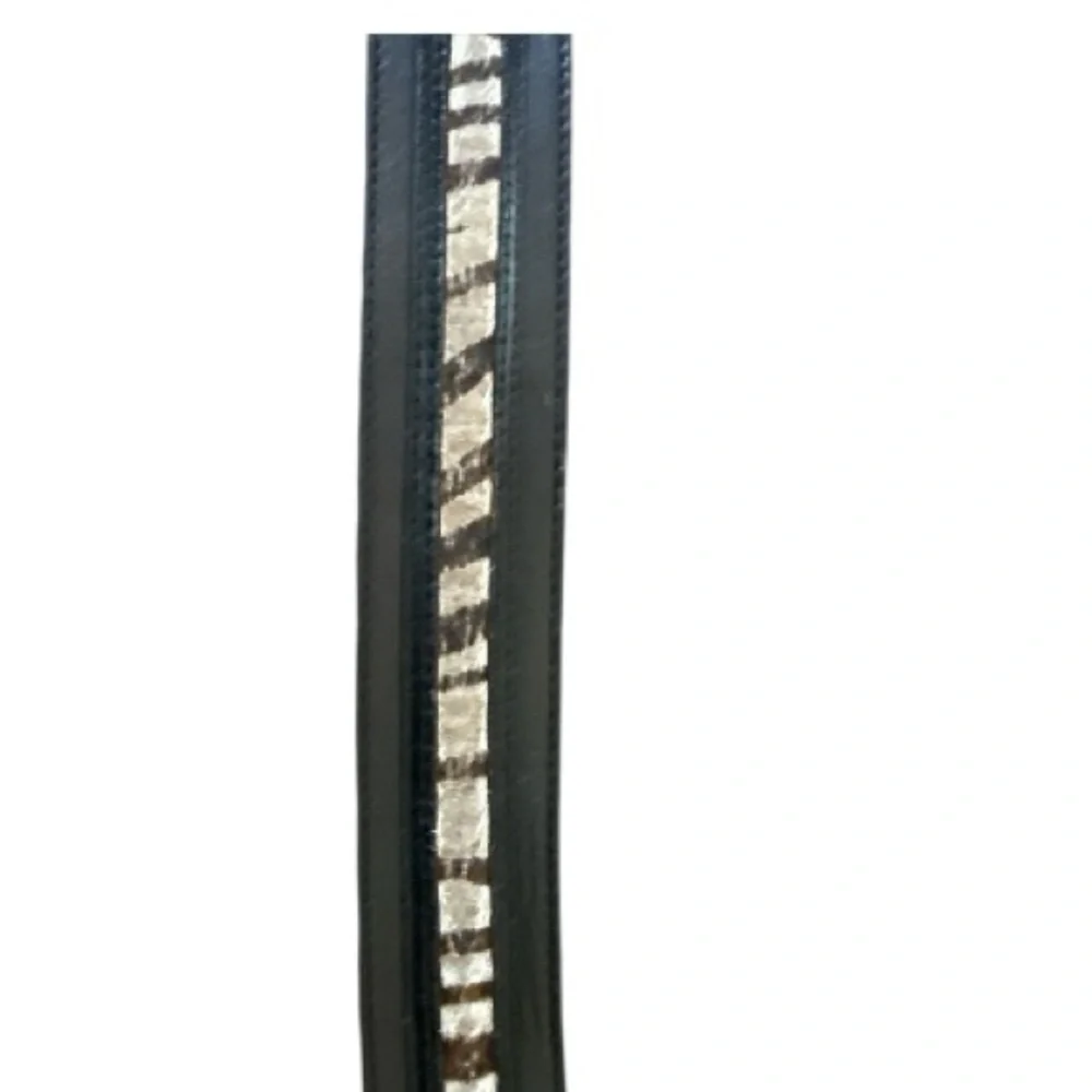 Linea Pelle Handmade Zebra Pony Hair Statement Belt Leather Western 38” Small